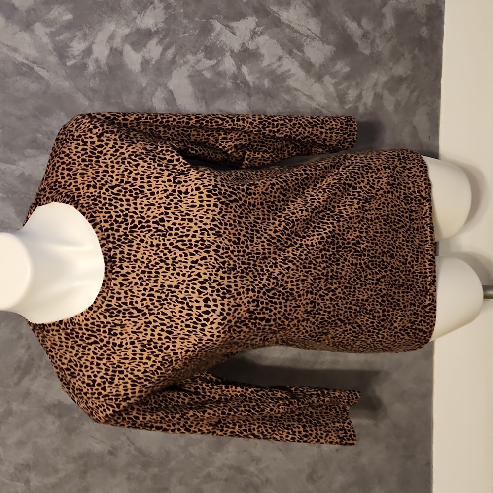 Jones New York Signature Animal Print 3/4 Sleeve Top Sz MD